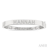 1/4 Ctw 'HANNAH' Block Name Single Cut Diamond Bangle in 10K White Gold